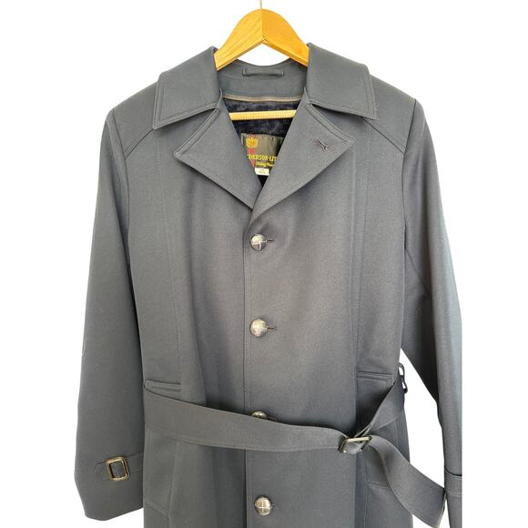 Vintage Anderson-Little Navy Wool Belted Overcoat removable fleece liner XS - Picture 5 of 14